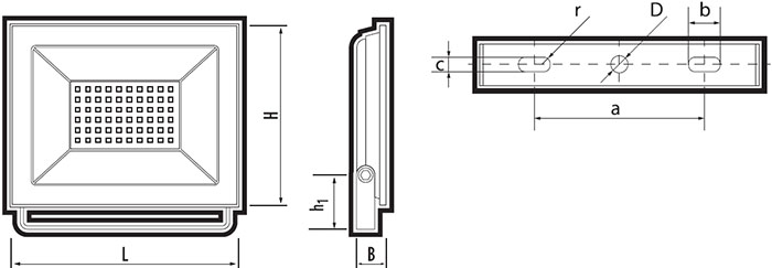 led прожектор "ФАZA" СДО-20 - размеры