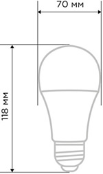 led лампа А70 Е27 Rexant 604-201 - размеры
