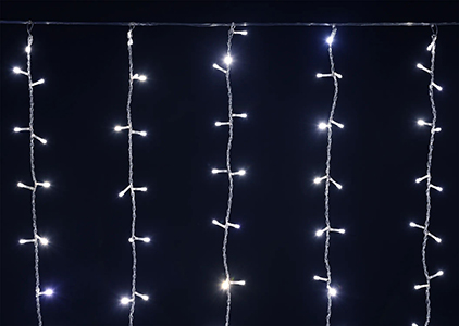 led гирлянда-занавес IEK LGDB201-2-160-L1-T-S-20 - холодный белый цвет свечения