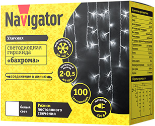 led гирлянда Navigator NGF-I01-100CW-8-3.5m-230-TR-IP44 - упаковка