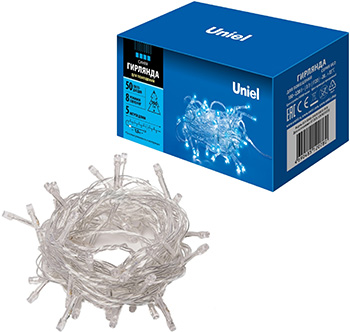 led гирлянда Uniel ULD-S0500-050/DTA Blue IP20 - внешний вид + упаковка
