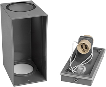 светильник фасадный настенный Jazzway PDL-S 72150 GU10-2 GR 230V IP65 - 2 патрона GU10