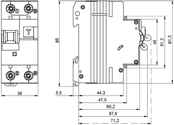 АВДТ D63 OptiDin КЭАЗ - размеры