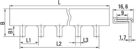 шина соединительная PIN 1Р 100А EKF - размеры