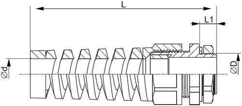 сальник MGR IP68 IEK с гибким отводом - размеры