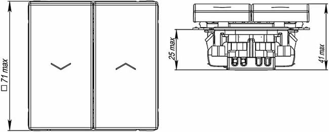 выключатель 2-клавишный Systeme Electric серии ArtGallery для жалюзи - размеры