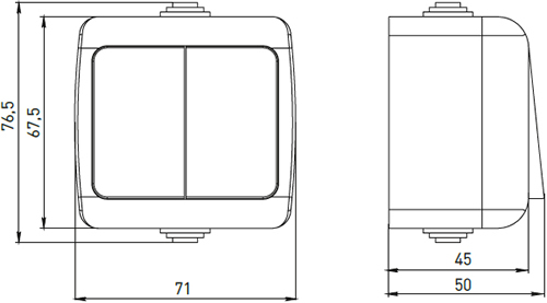 выключатель 2-клавишный EKF "Мурманск" - размеры