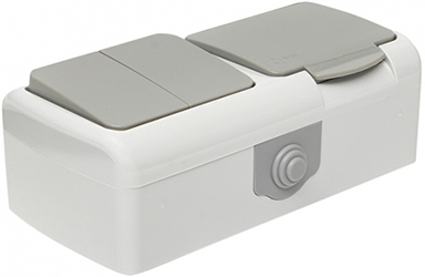 блок розетка 1-местная с з/к + выключатель 2-кл. EKF "Мурманск" - внешний вид