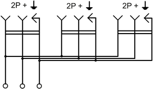розетка 3-местная IEK РСб23-3-ГПБб "Гермес Plus" - схема электрическая