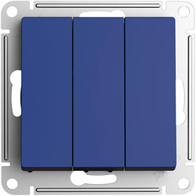 выключатель 3-клавишный Systeme Electric AtlasDesign, аквамарин - внешний вид