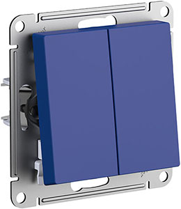 выключатель 2-клавишный Systeme Electric AtlasDesign, аквамарин - внешний вид