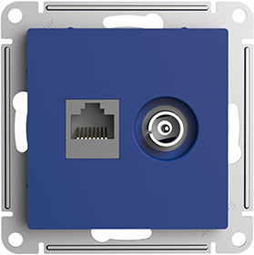розетка RJ45 кат.5E + TV оконечная Systeme Electric AtlasDesign, аквамарин - внешний вид