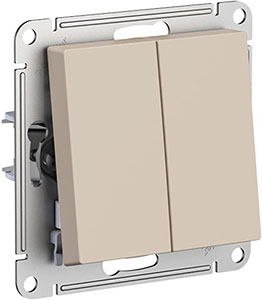переключатель 2-клавишный Systeme Electric AtlasDesign, песочный - внешний вид