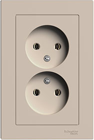 розетка 2-местная Systeme Electric AtlasDesign, песочный - внешний вид