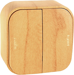 переключатель 2-клавишный Legrand 782266 Quteo дерево - внешний вид