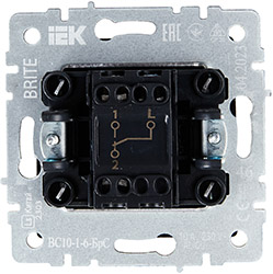 выключатель 1-клавишный проходной IEK ВС10-1-6-БрС Brite - вид с тыльной сторорны