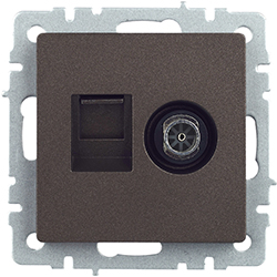 розетка двойная TV+RJ45 IEK РТВ/РК12-БрТБ Brite - внешний вид