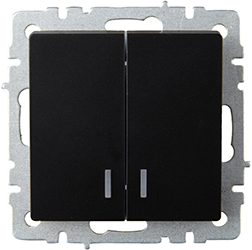 выключатель 2-клавишный IEK ВС10-2-1-БрЧ Brite - внешний вид