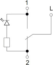 выключатель 1-клавишный проходной IEK Brite с подсветкой - схема электрическая