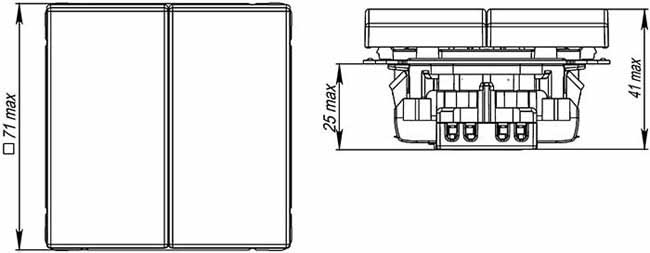 выключатель 2-клавишный кнопочный Systeme Electric серии ArtGallery - размеры