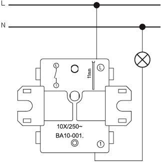 выключатель 1-клавишный Systeme Electric "Этюд" - схема подключения