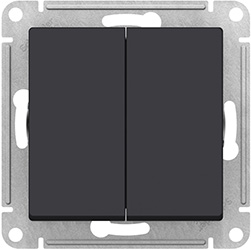 выключатель 2-клавишный Systeme Electric AtlasDesign с самовозвратом - внешний вид