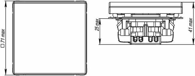 переключатель 1-клавишный IP44 Systeme Electric серии ArtGallery - размеры