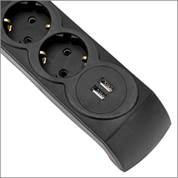 фильтр сетевой 5-местный 5м Kranz 13-4703 с 2 портами USB-A