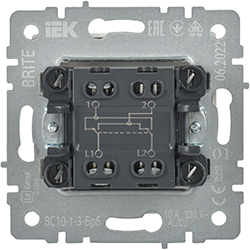выключатель 1-клавишный перекрестный IEK ВС10-1-3-БрБ Brite - вид с тыльной стороны