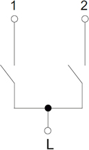 выключатель 2-клавишный IEK Brite - схема электрическая
