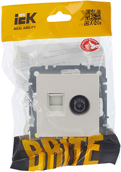 розетка двойная TV+RJ45 IEK РТВ/РК12-БрЖ Brite - упаковка