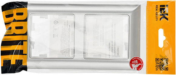 рамка 2-постовая IEK РУ-2-Бр Brite алюминий / алюминий - упаковка