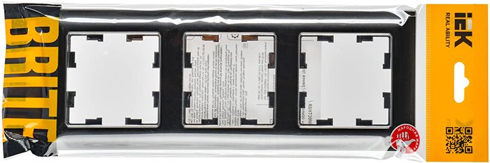 рамка 3-постовая IEK РУ-3-Бр Brite хром / черный - упаковка