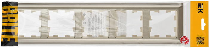 рамка 5-постовая IEK РУ-5-Бр Brite бежевый / шампань - упаковка