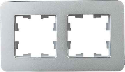 рамка 2-постовая IEK РУ-2-1-Бр металл алюминий RE Brite - внешний вид