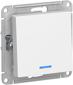 переключатель 1-клавишный Systeme Electric AtlasDesign, с подсветкой, лотос - внешний вид