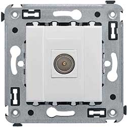 розетка TV одиночная DKC Avanti - внешний вид c 2 заглушками по 0,5 модуля