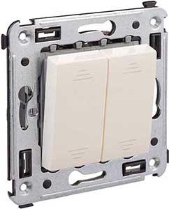 выключатель 2-клавишный DKC Avanti, цвет ванильная дымка - внешний вид