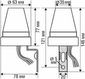 фотореле Navigator NS-PC01-WH - размеры