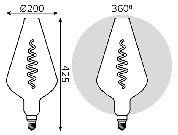 Лампа свд 220В Е27 8,5Вт 1800К 165лм Vase серая филамент Gauss