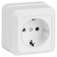 Квадро белый розетка открытая 1-мест заземление IP20 