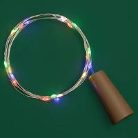 Гирлянда нить 2м мультицвет 20свд IP20 медный провод Роса с пробкой 3хLR44