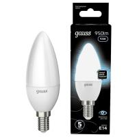 Лампа свеча светодиодная 220В Е14 9,5Вт 4100К 950лм В35 матовая Gauss 
