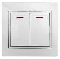 Плано белый выключатель 2кл с подсветкой скрытая 10А IP20 