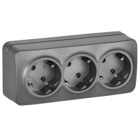 Глори сталь розетка открытая 3-мест заземление IP20 