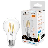 Лампа свд 220В E27 11Вт 2700К 910лм стандарт A60 прозрачная филамент Gauss 