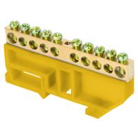 Шина нулевая 6*9 10групп DIN-изолятор желтый на DIN-рейку EKF 