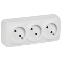 Глори белый розетка открытая 3-мест IP20 