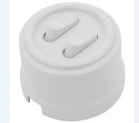 Бирони белый выключатель 2кл открытая 10А IP40  клавишный, пластик