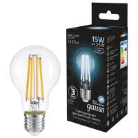 Лампа свд 220В Е27 15Вт 4100К 1450лм стандарт A60 прозрачная филамент Gauss 